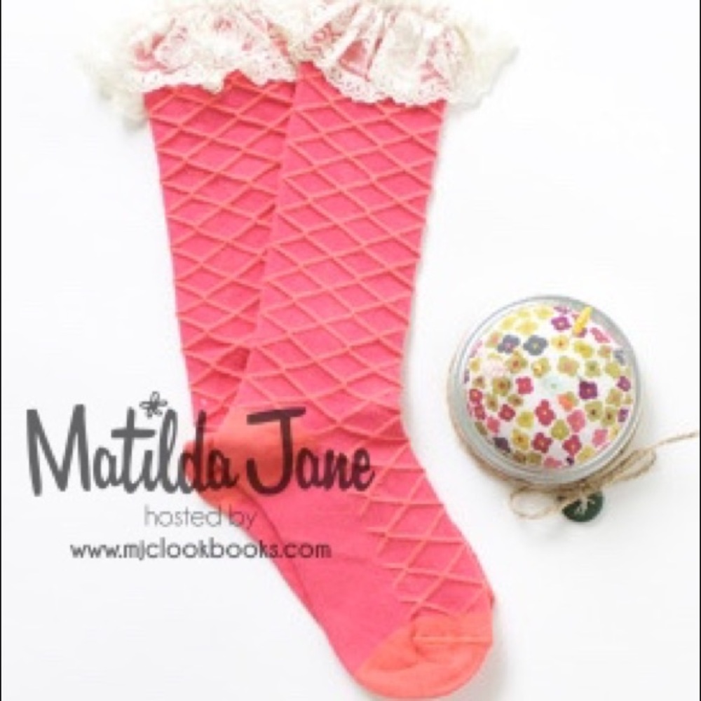 NEW Matilda Jane Good Hart Coral Crush Socks Med M